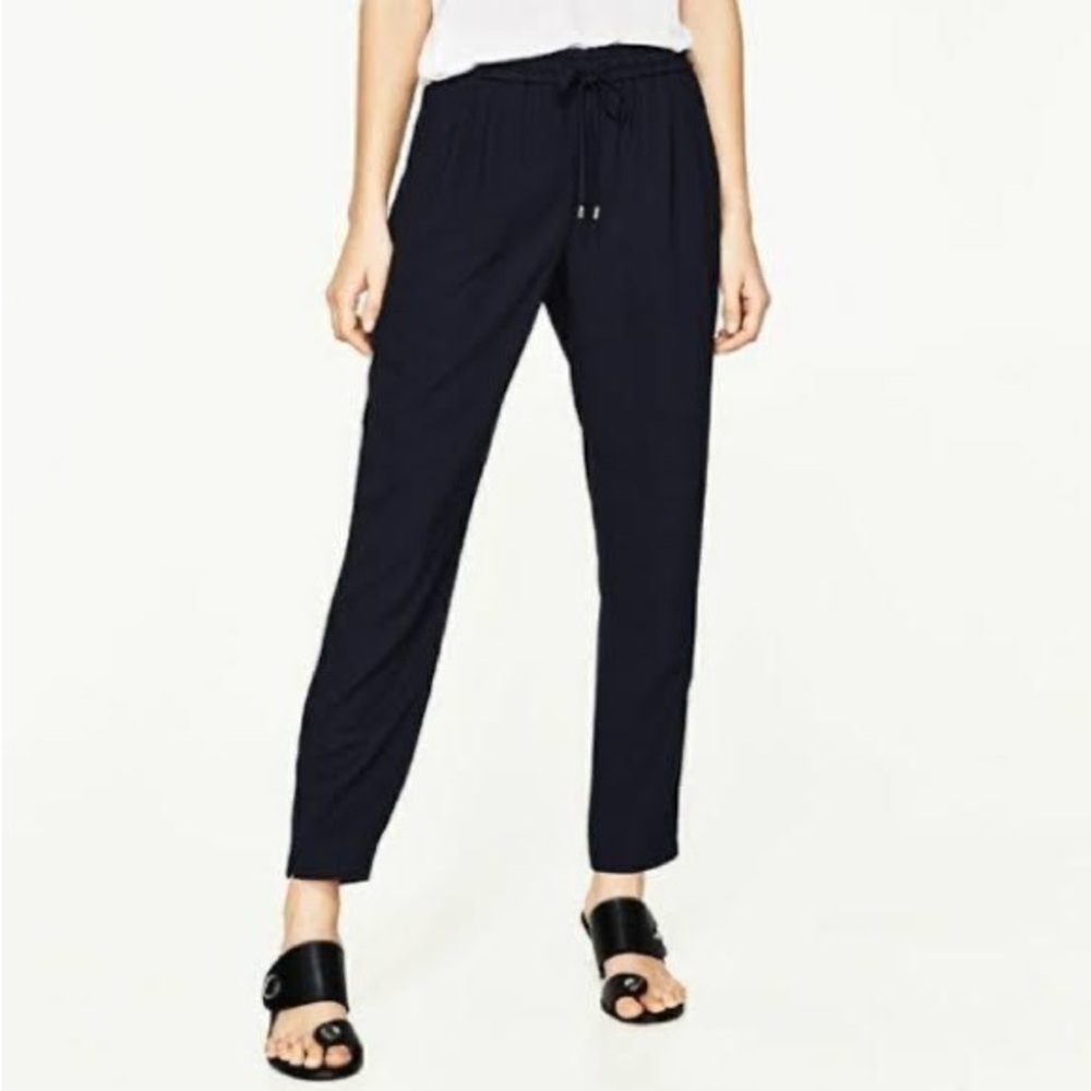 Zara dark blue drawstring pants